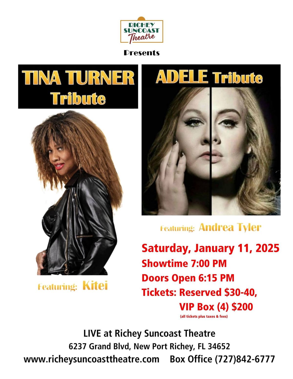 Adele & Tina Turner Tribute LIVE @ Richey Suncoast Theatre