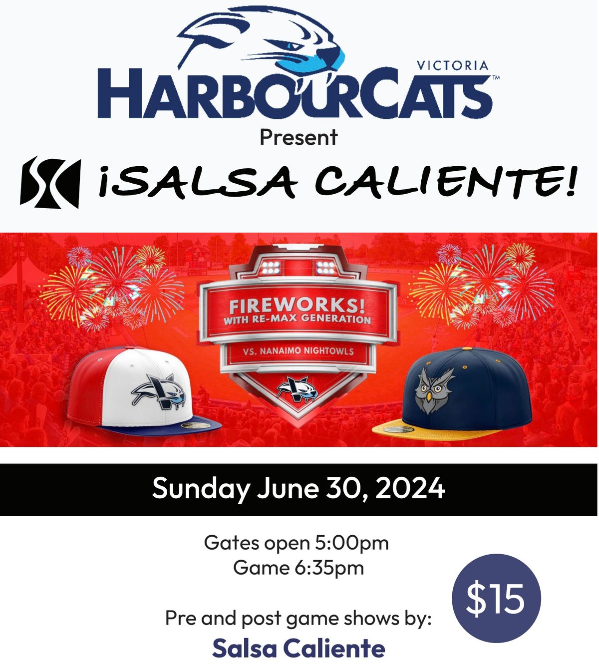 Salsa Caliente at the HabourCats Fireworks Game
