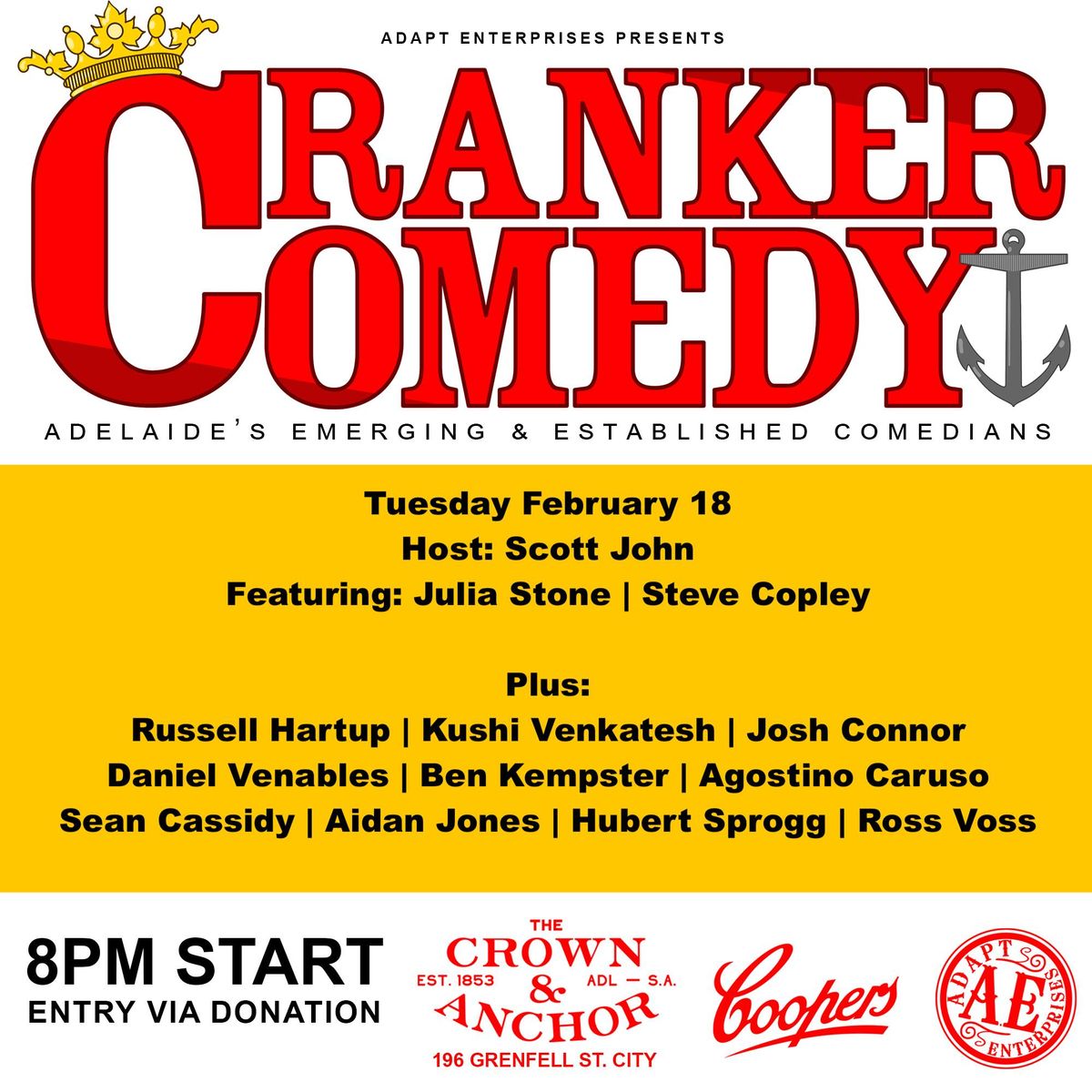 Cranker Comedy Tues Feb 18