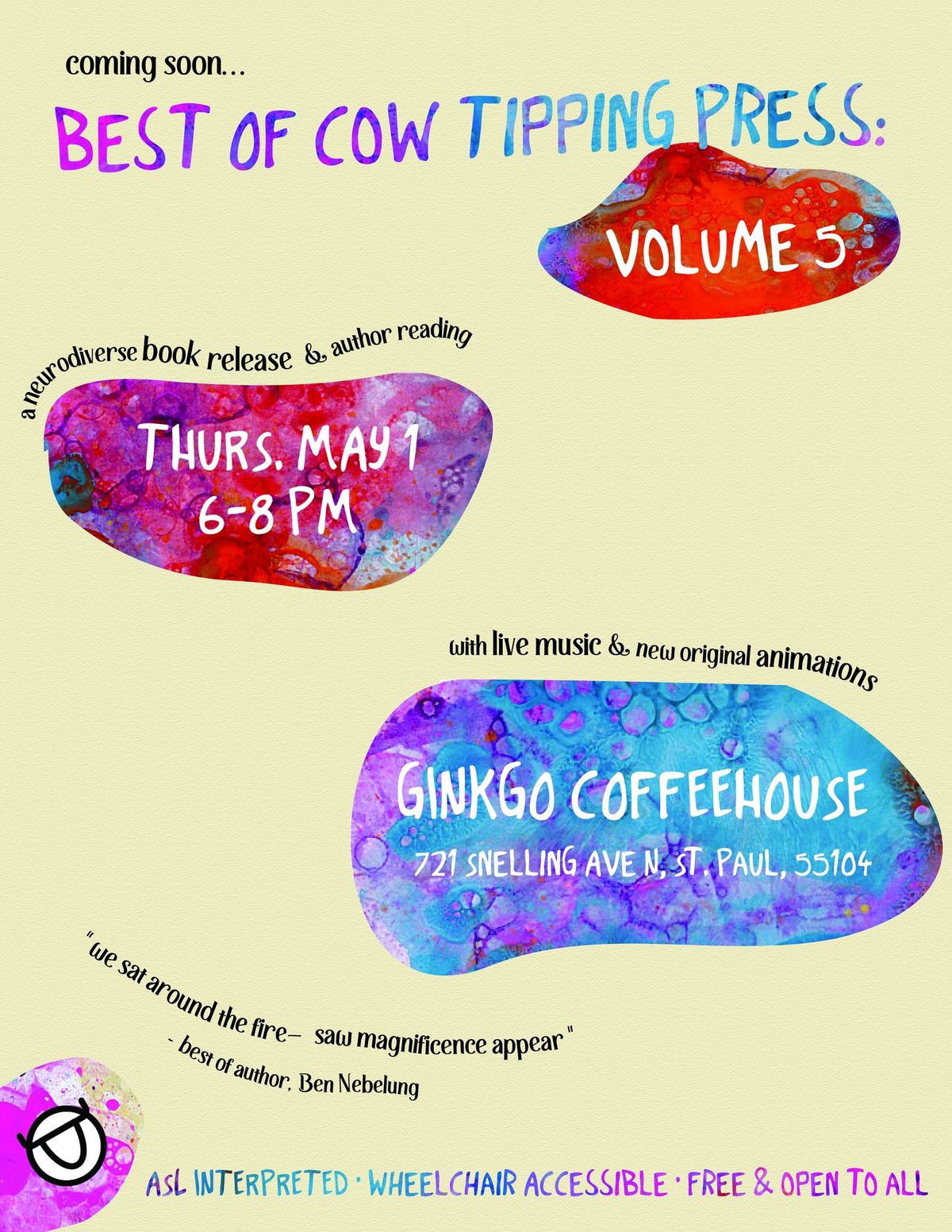 Neurodiverse Book Release & Reading: Best Of Cow Tipping Press - Volume 5! 