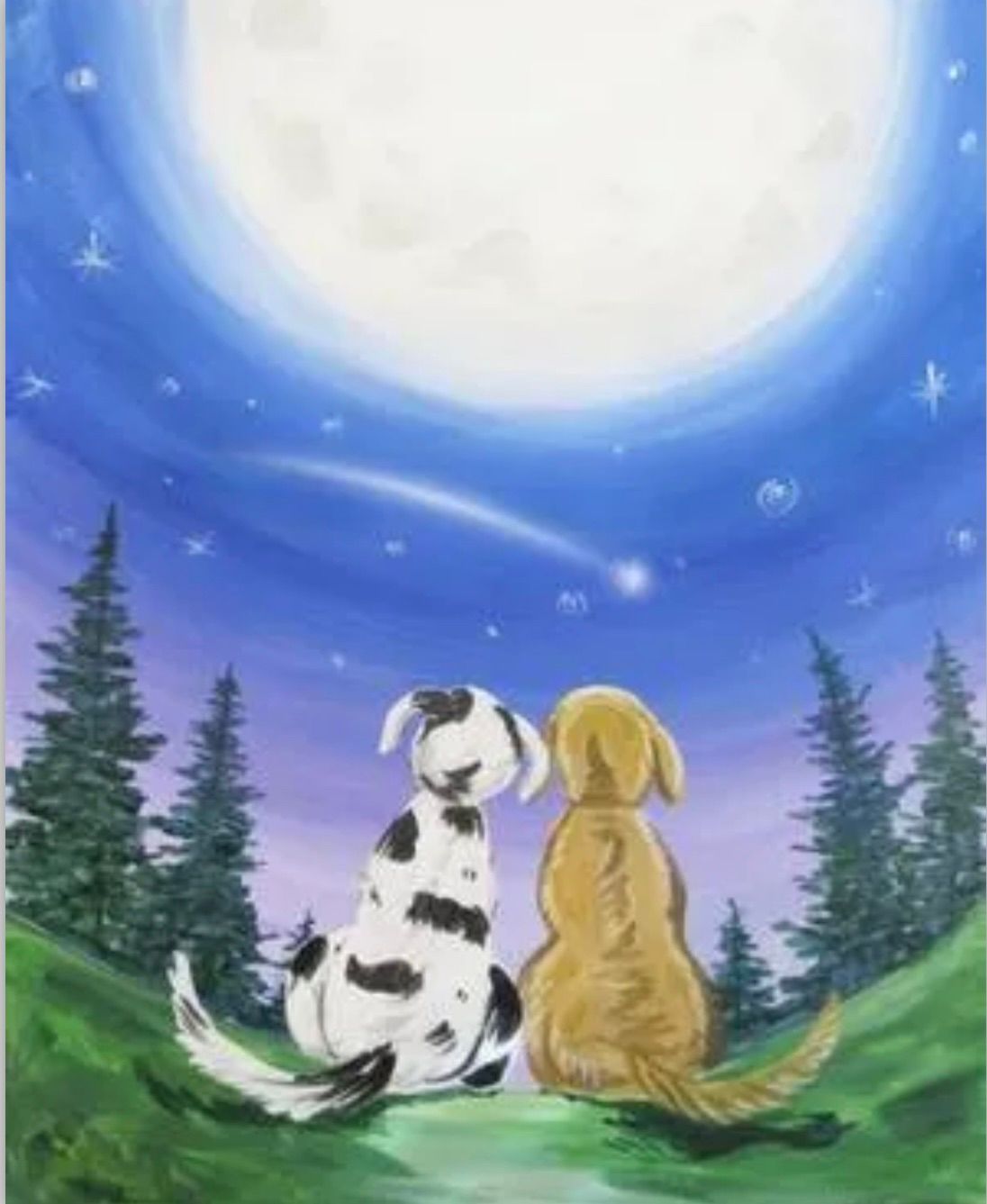 Paint Nite: Dogs Star and Moon Gazing