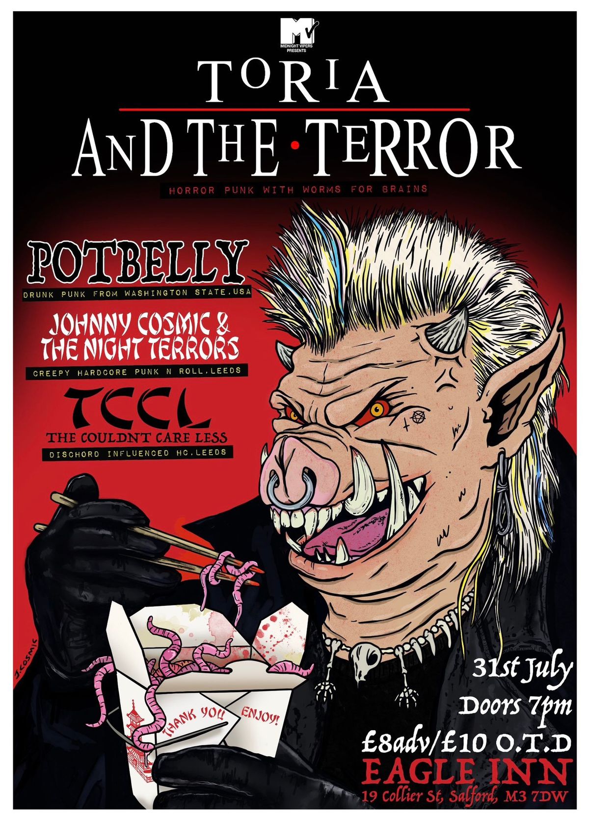 TORIA AND THE TERROR \/\/ JOHNNY COSMIC AND THE NIGHT TERRORS \/\/ TCCL \/\/ POTBELLY (US)