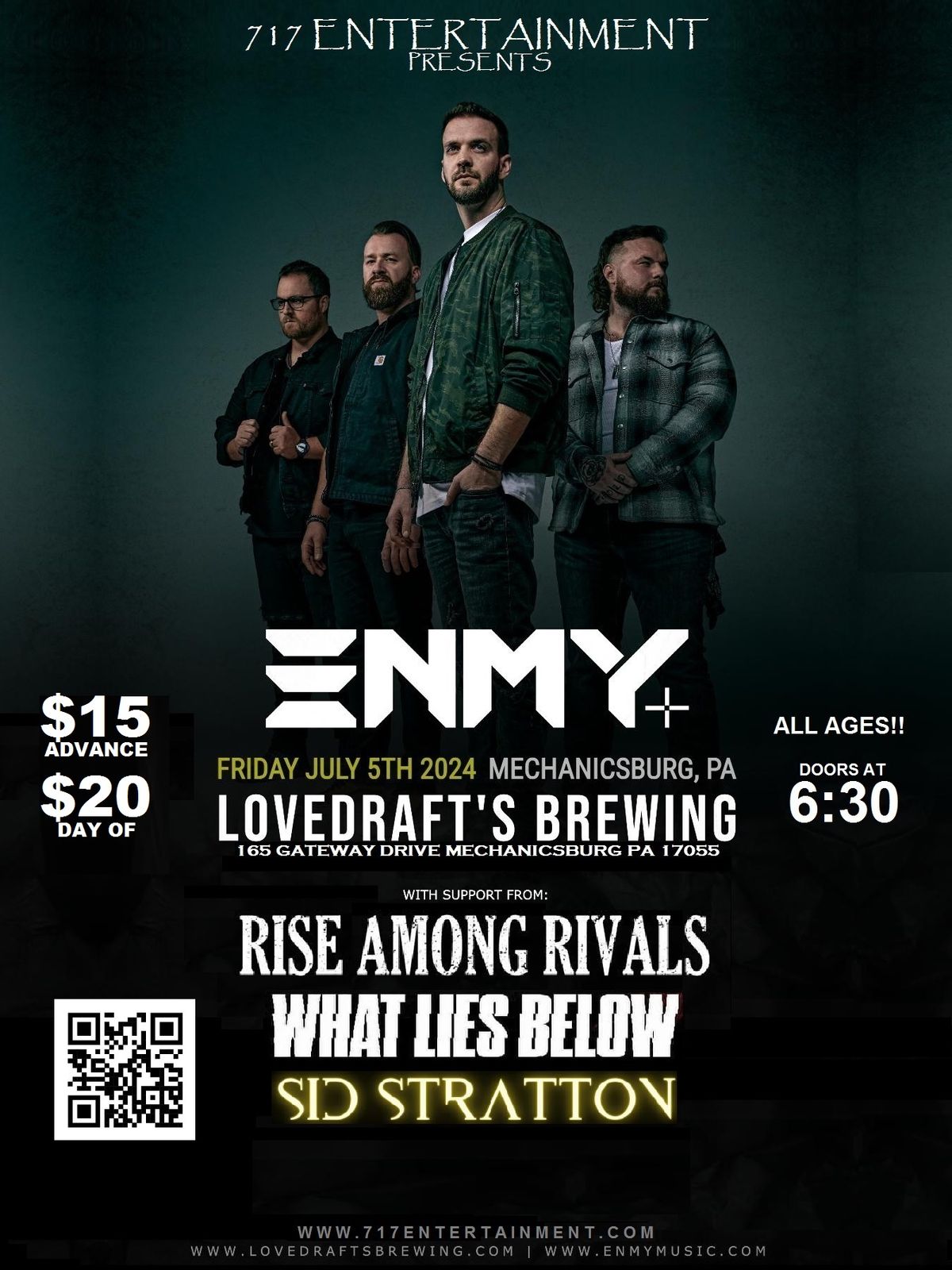 ENMY w\/ Special Guests Rise Among Rivals, What Lies Below and Sid Stratton at Lovedrafts