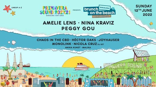 Aplazado. Brunch -On the Beach: Amelie Lens, Nina Kraviz, Peggy Gou ++