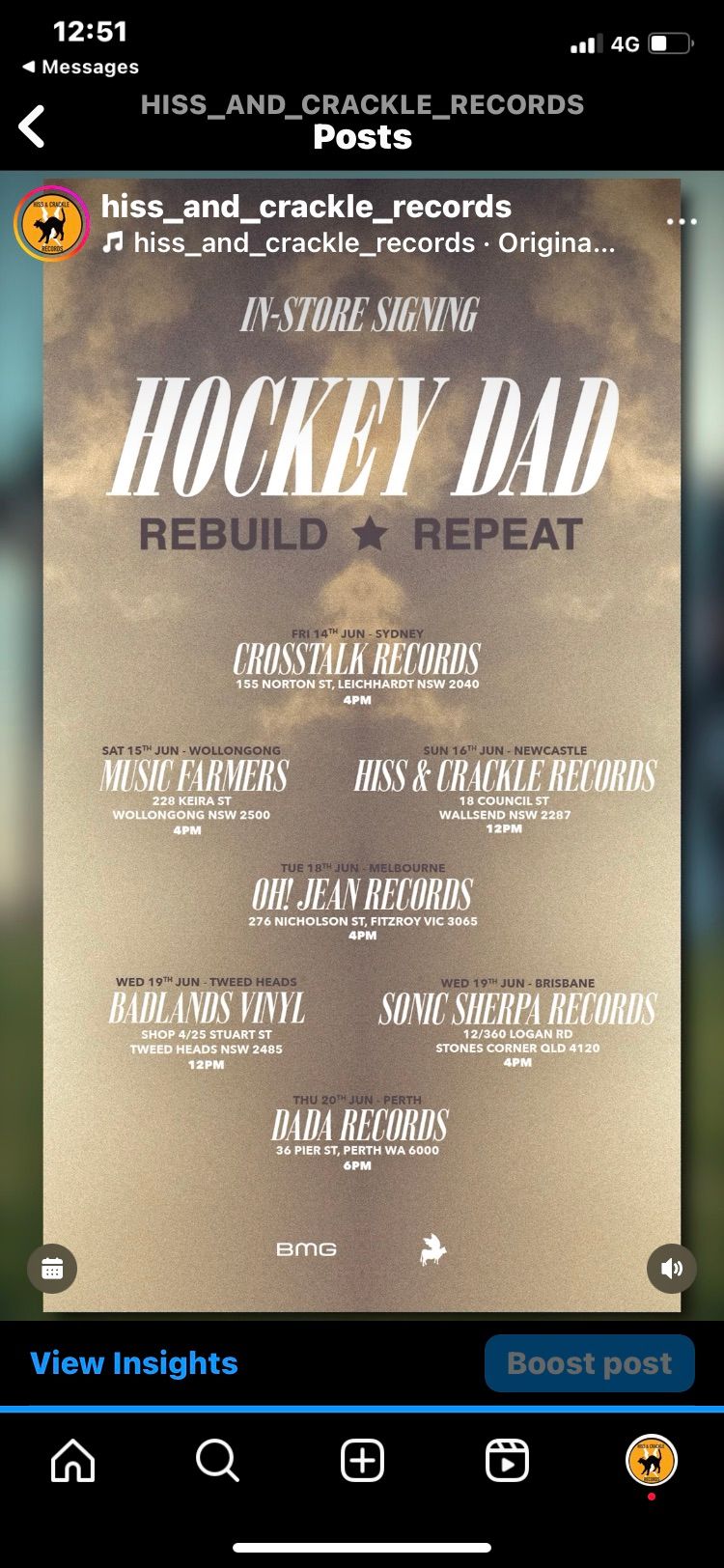 HOCKEY DAD LIVE IN STORE FREE ALL AGES