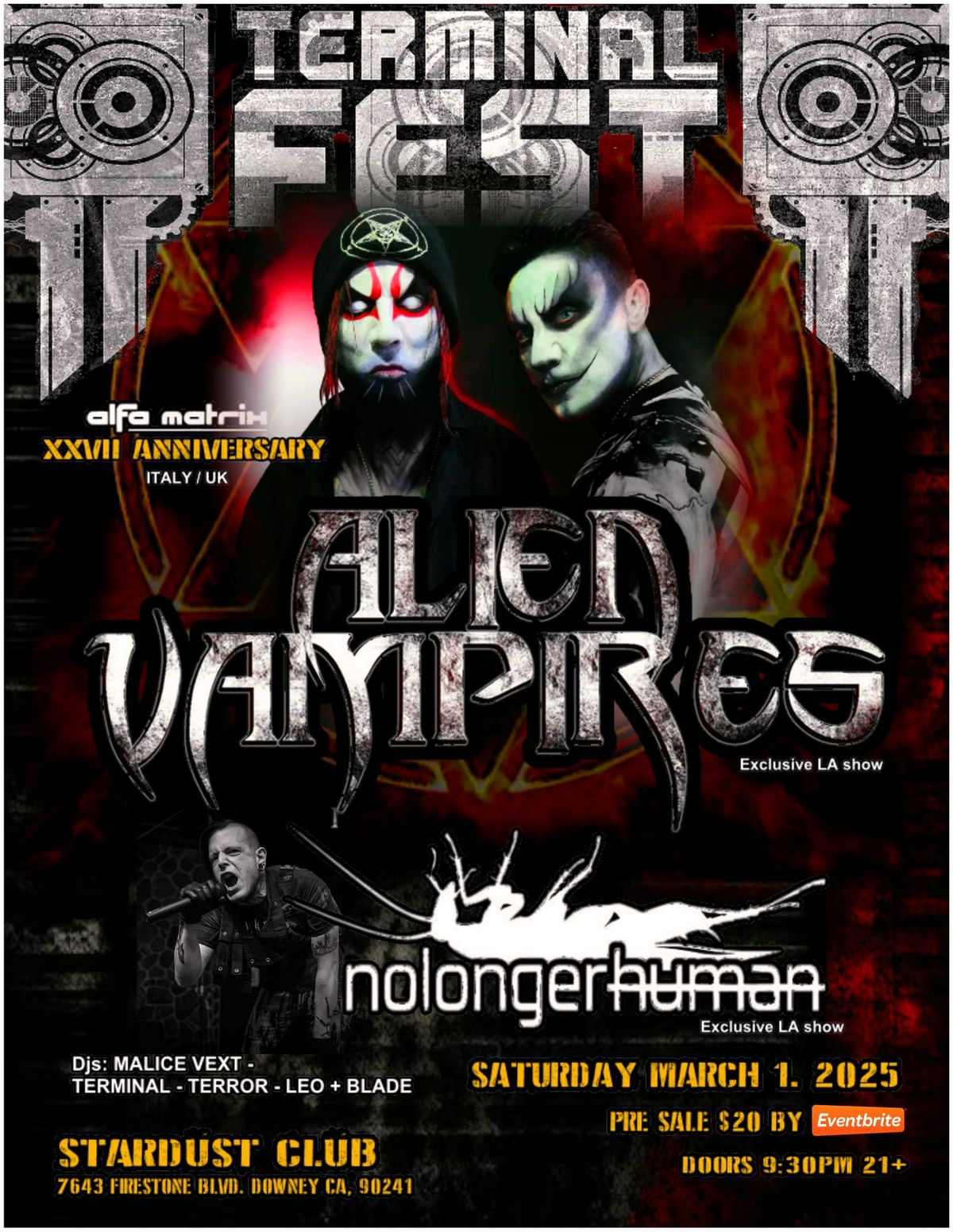 ALIEN VAMPIRES - NOLONGERHUMAN Live in DOWNEY CA,  MARCH 1, 2025