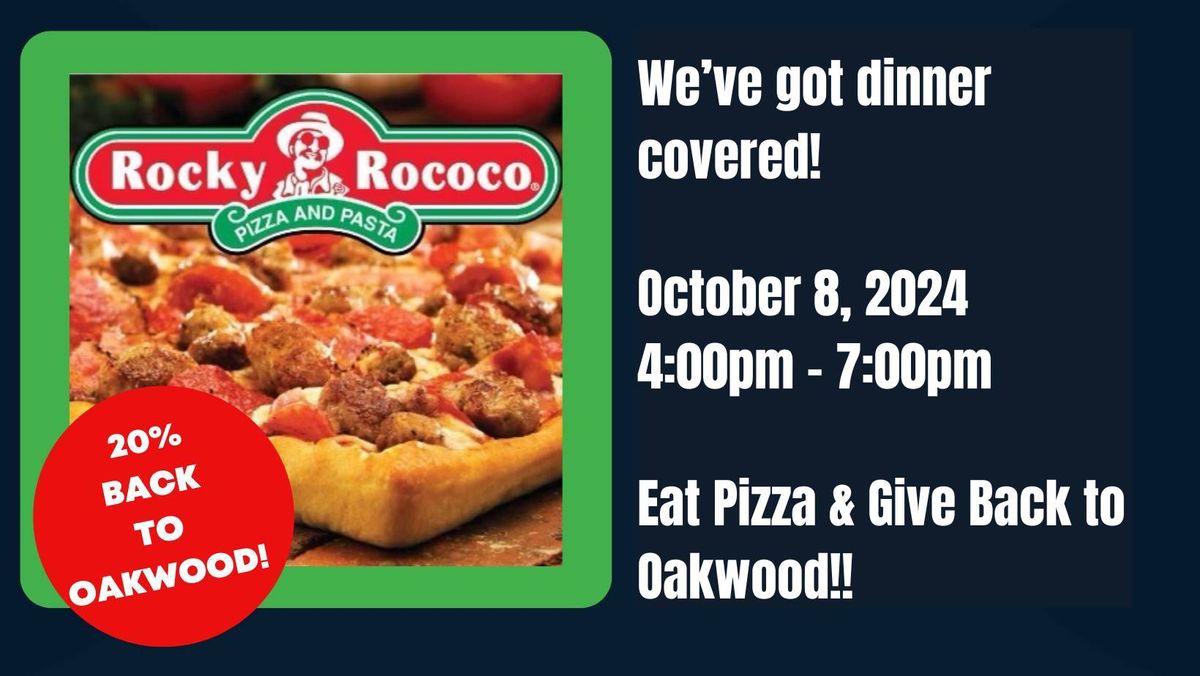 Oakwood PTO Dine for Dough with Rocky Rococo Pizza 