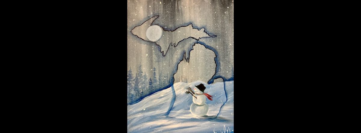 Michigan Snowman Winter ~ Mimosas Sunday @ Wine and Canvas \u2013 Grand Rapids