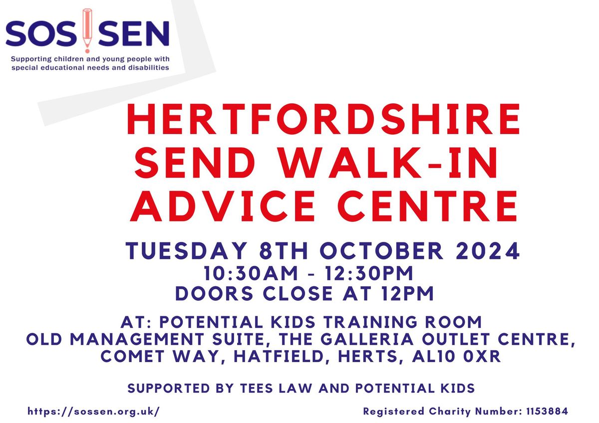 Hertfordshire SEND Walk in Advice Centre