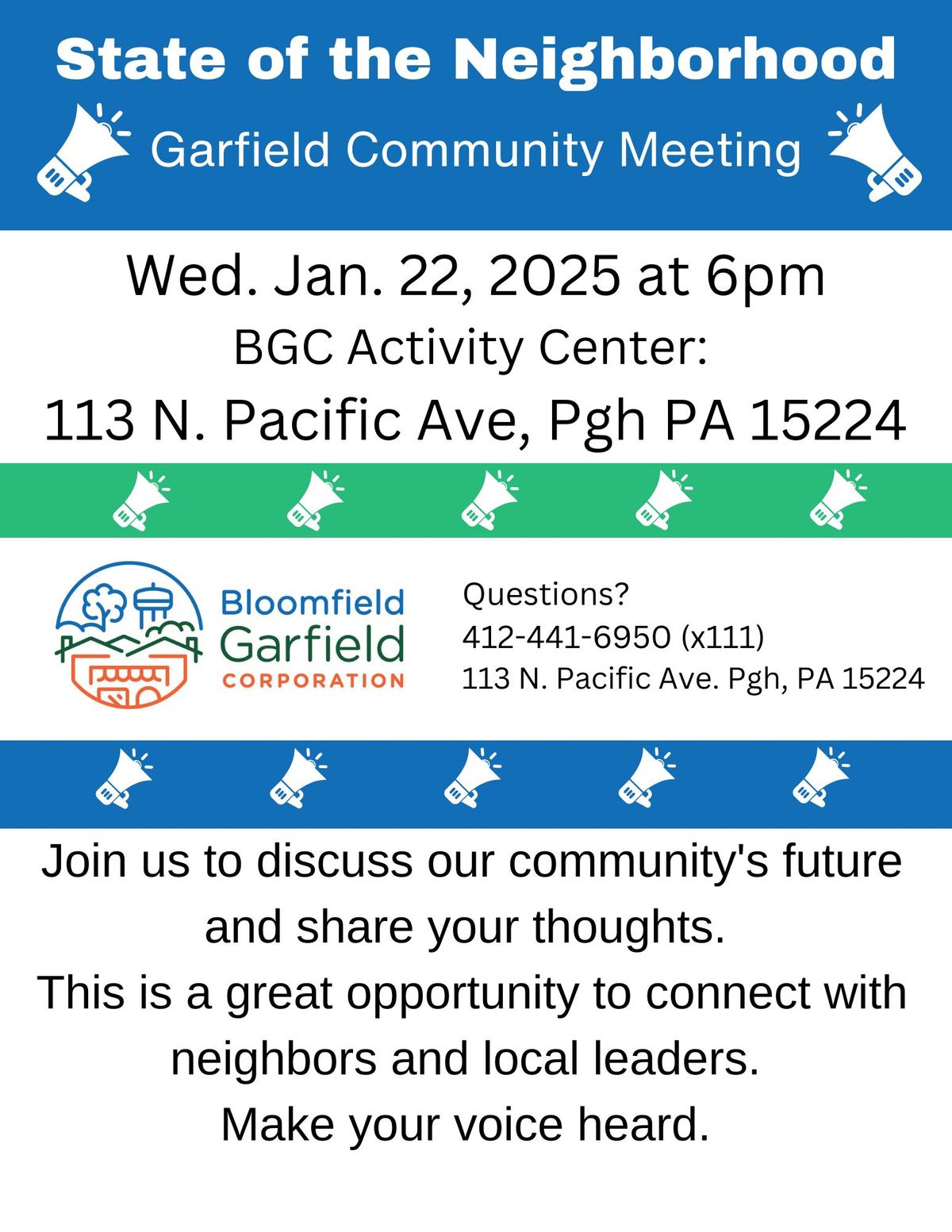 State of the Neighborhood Garfield Community Meeting