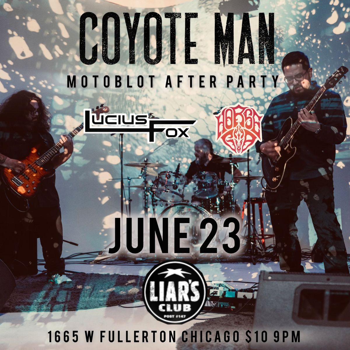 Motoblot after party w\/ Coyote Man, Lucius Fox and Horse God