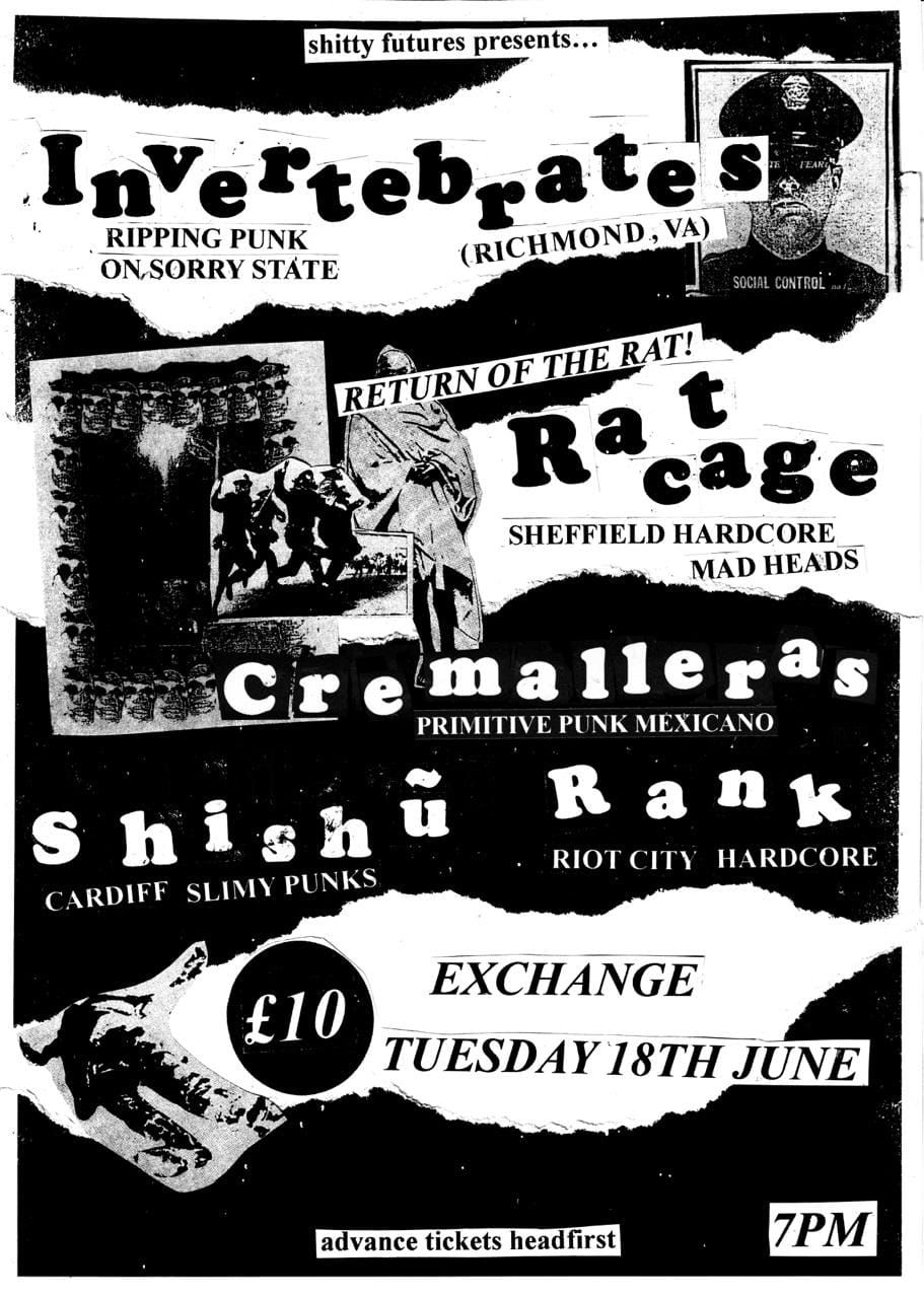 RAT CAGE, INVERTEBRATES (USA), CREMALLERAS (Mexico), RANK, SHISHU at Exchange, Bristol