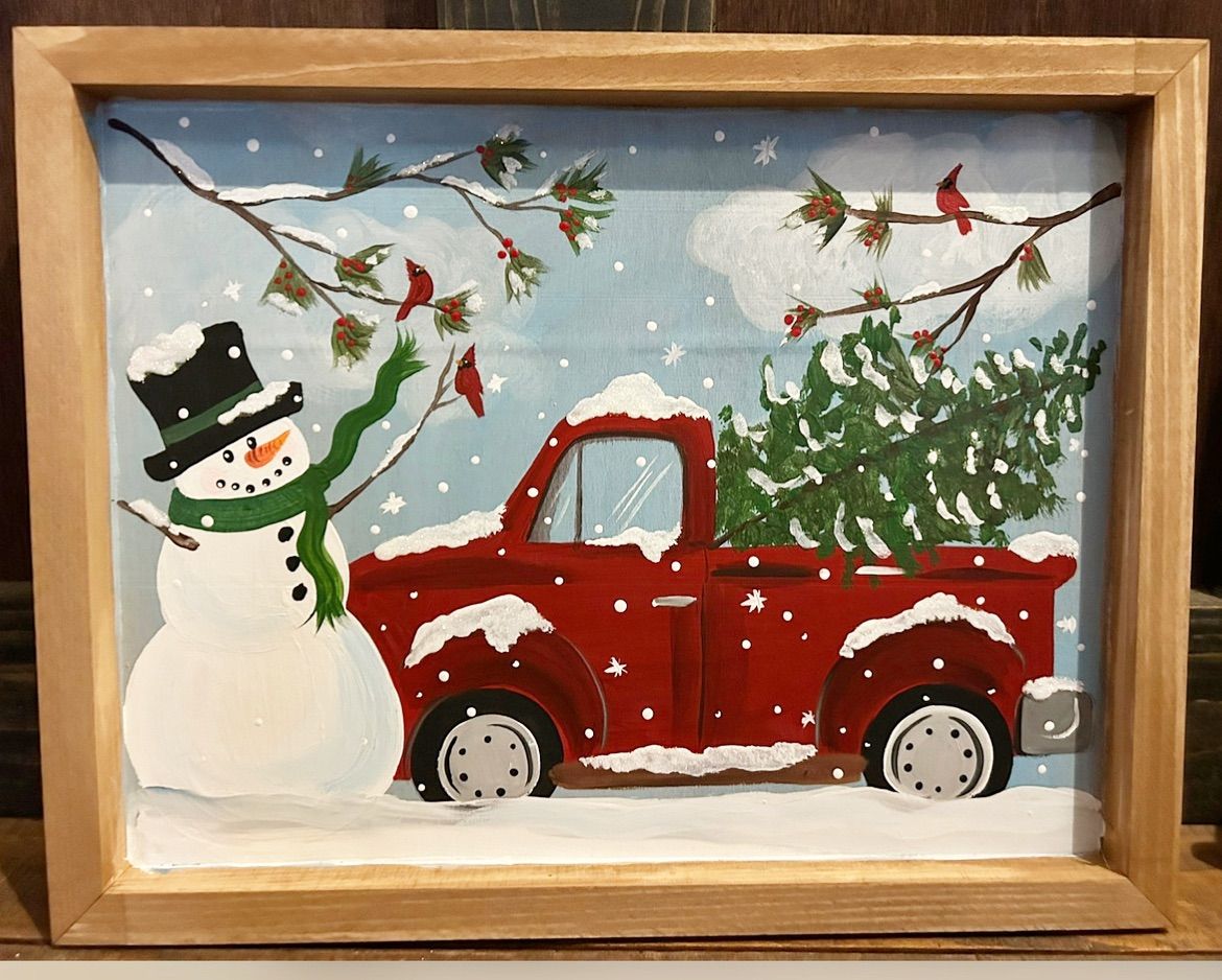 "Red Truck" and Snowman Tray Dinner and Paint Night - Angelo's Larchmont