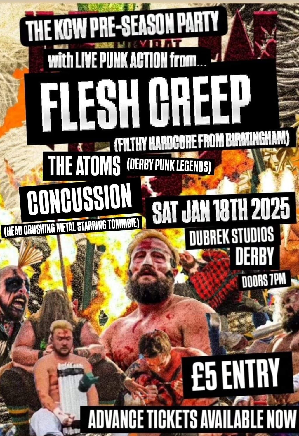 KCW PRE-SEASON PARTY Feat FLESH CREEP \/\/ THE ATOMS \/\/ CONCUSSION 