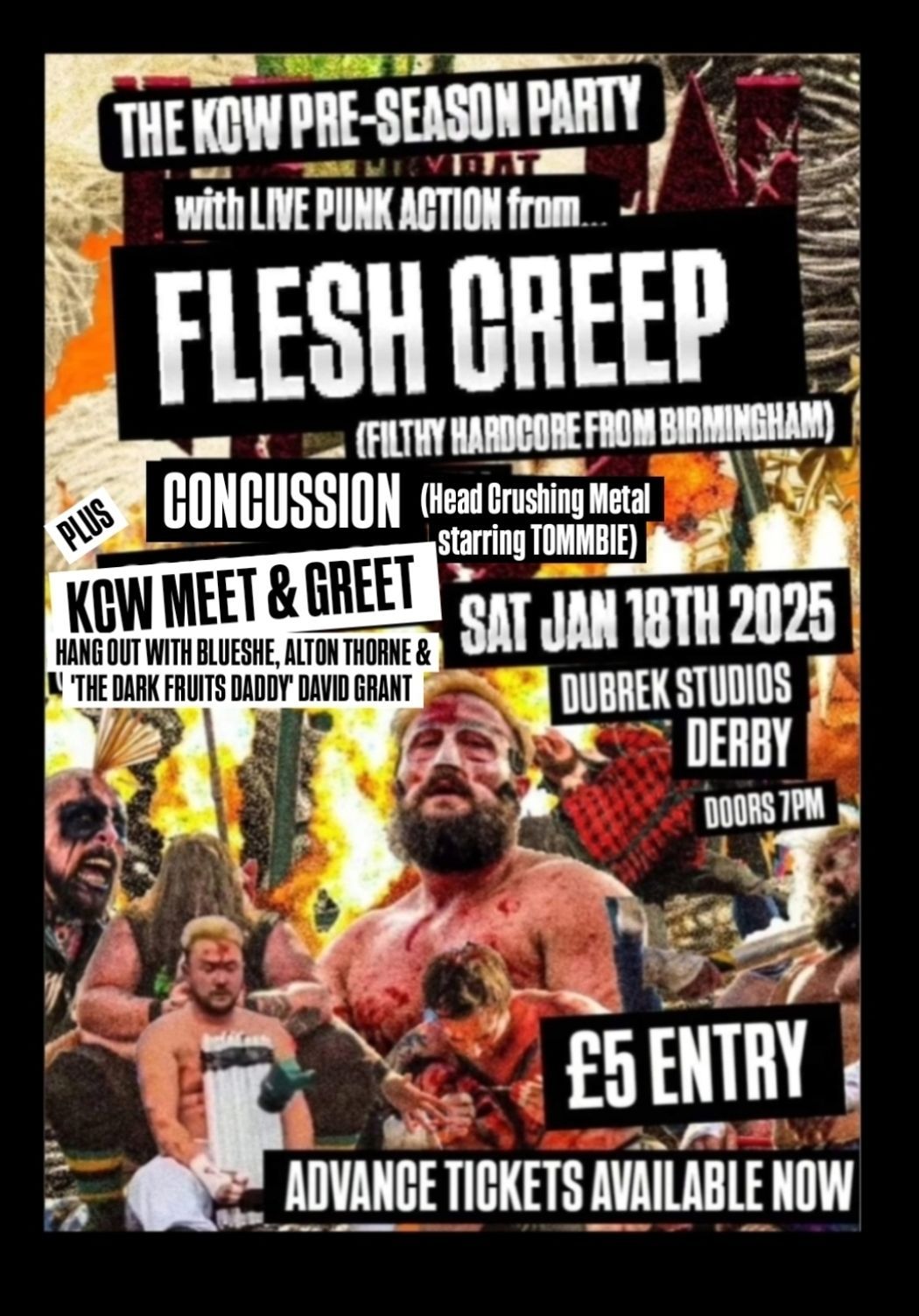 KCW PRE-SEASON PARTY Feat FLESH CREEP \/\/ CONCUSSION + KCW MEET & GREET 