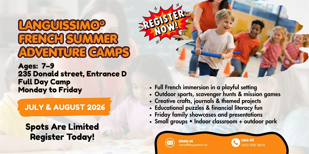 Languissimo\u00ae French Summer Adventure Camps (Ages 7\u20139) | July & August 2026