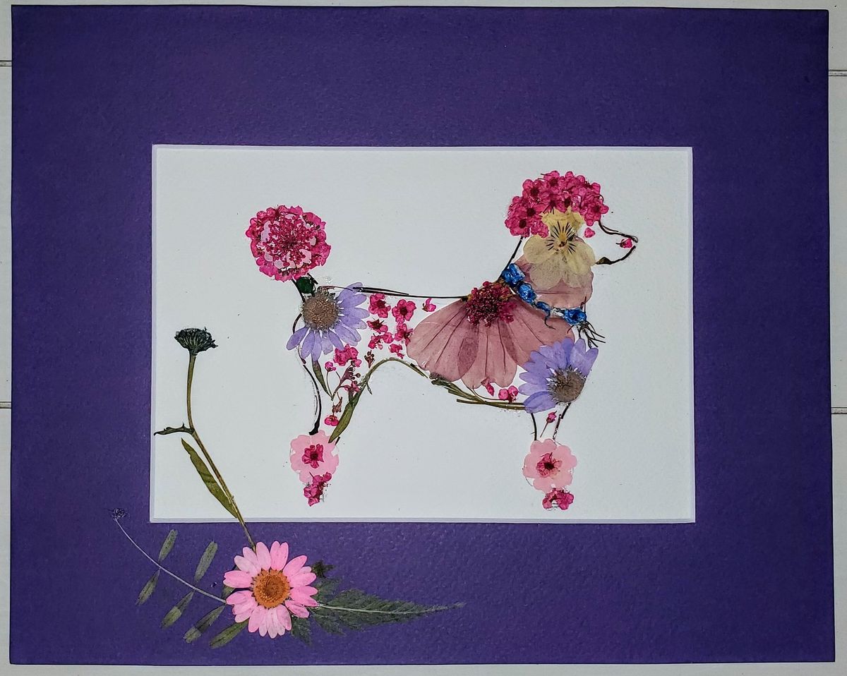 PRESSED FLOWER PETS IN A DOUBLE GLASS FRAME