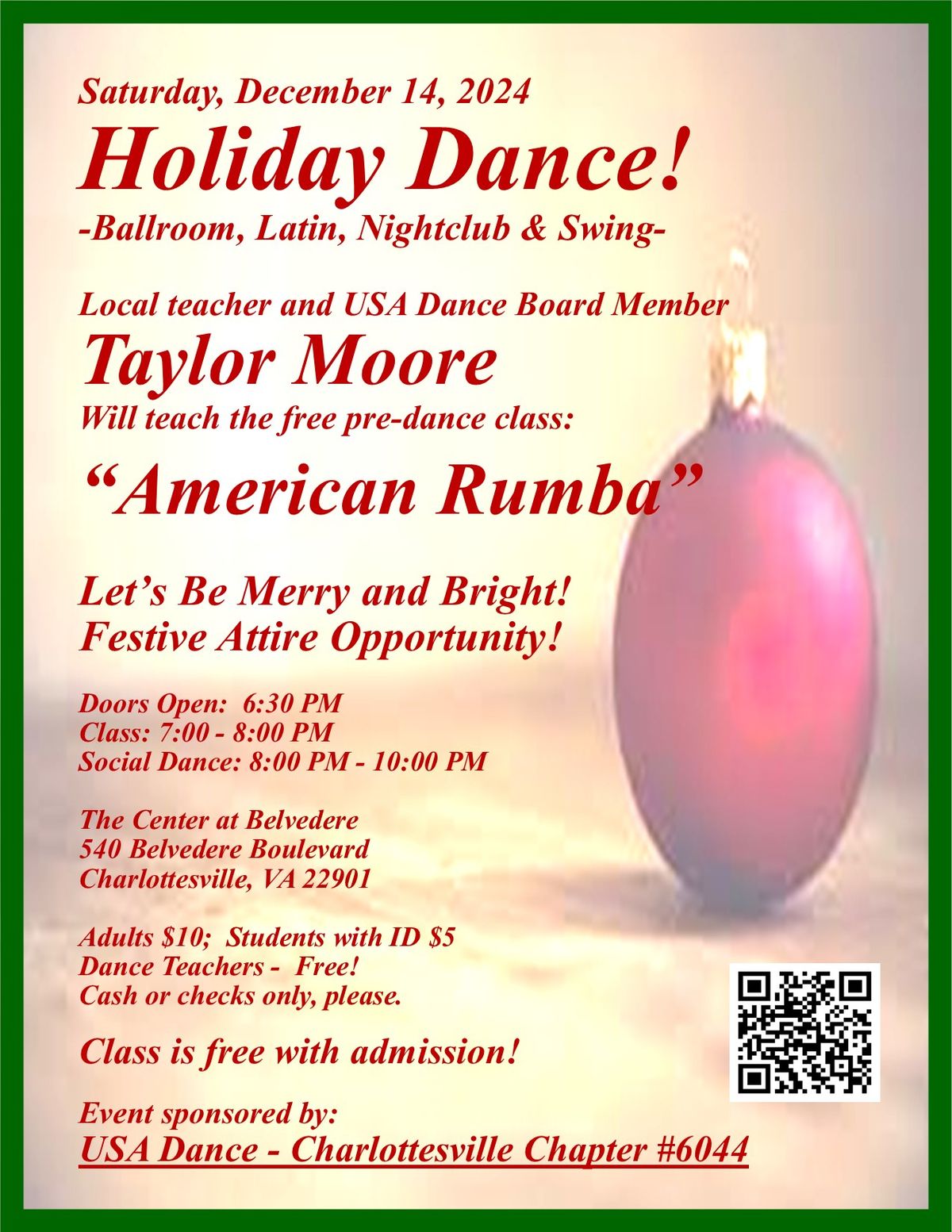 December 2024 Dance and American Rumba Class - USA Dance Charlottesville