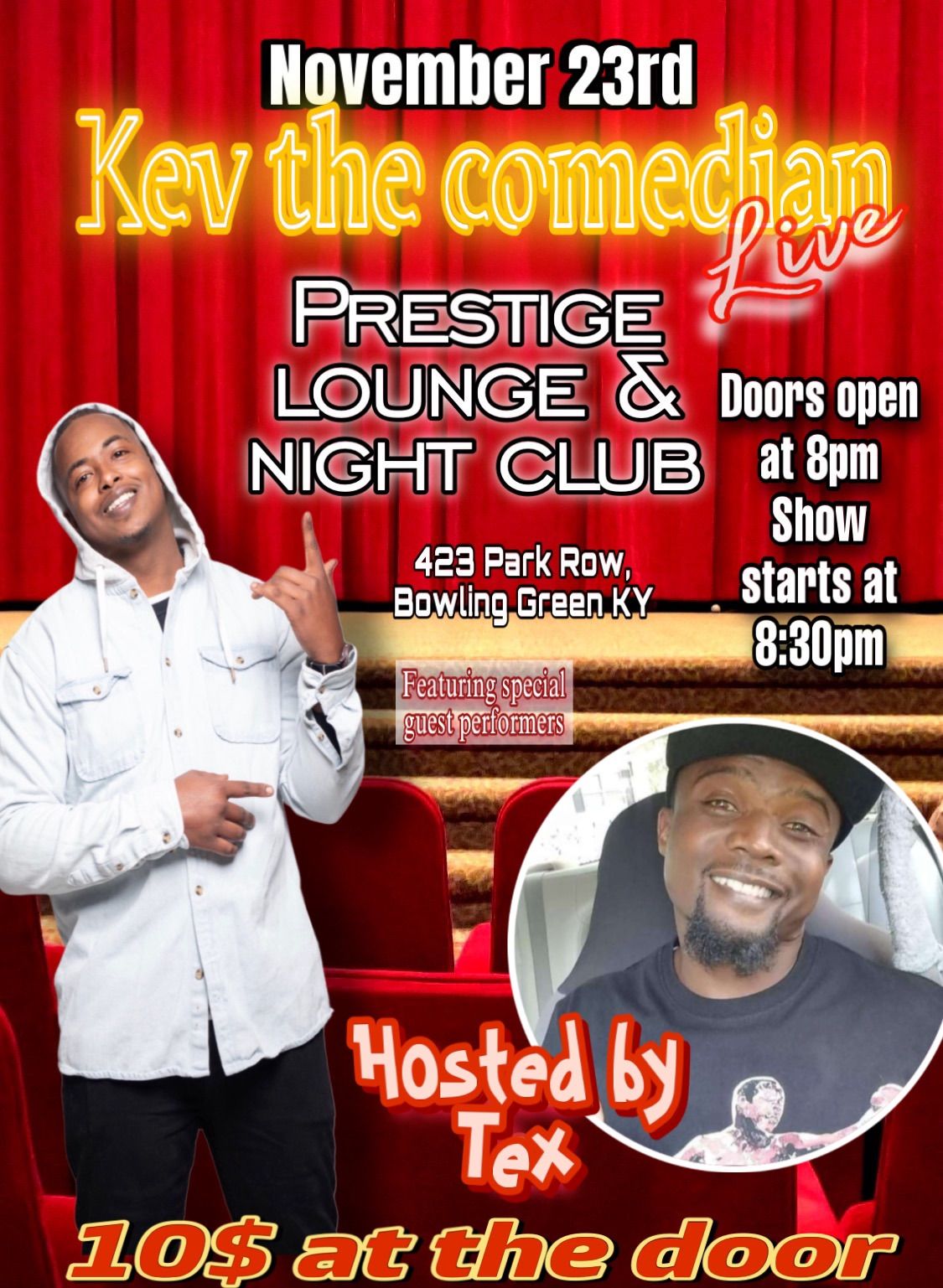 Kev the comedian live hosted by Tex