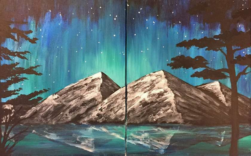 Aurora Mountain Magic-Date Night Paint Party