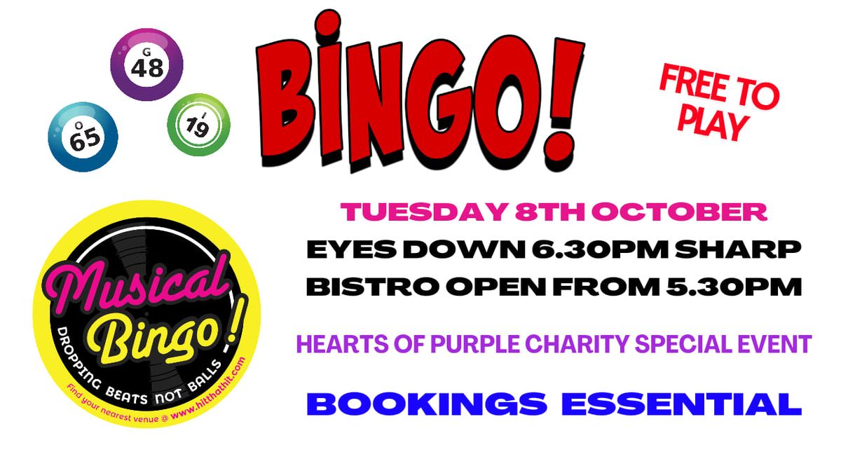 MUSICAL BINGO - HEARTS OF PURPLE CHARITY NIGHT