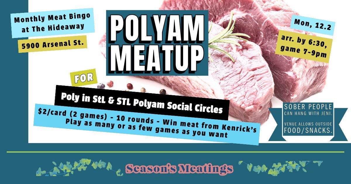 Polyam Meatup for Meat Bingo - Soberish Event (diet soda for me)