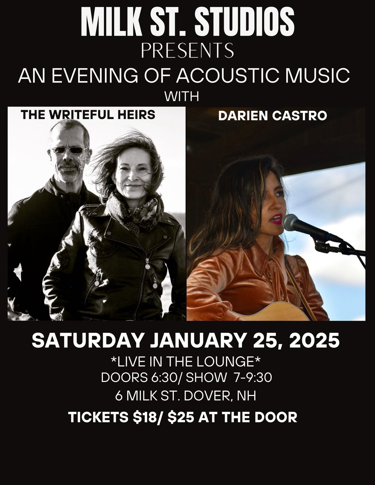 An Evening of Acoustic Music w\/ The Writeful Heirs+ Darien Castro