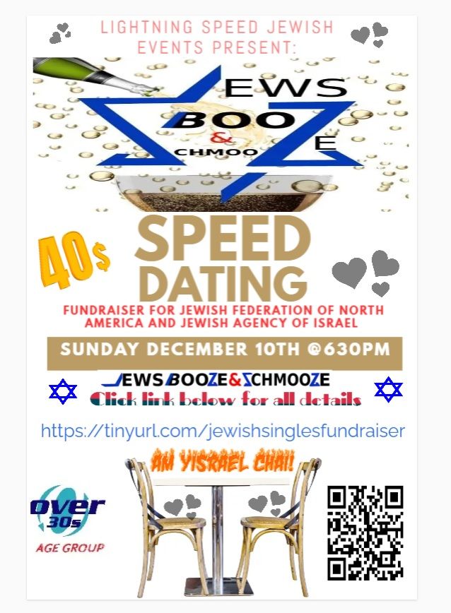 JEWISH BOOZE AND SCHMOOZE MIXER FUNDRAISER: AGE GROUP- 30 & OVER, 