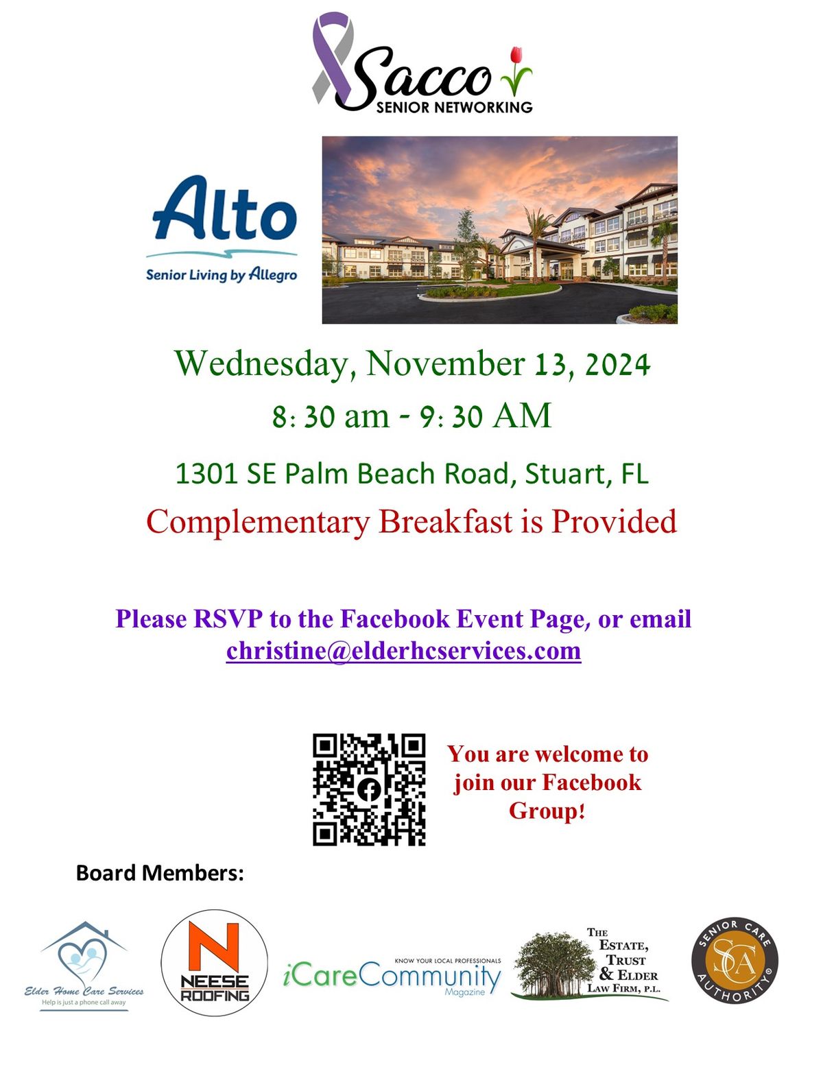 Sacco Senior Networking Hosted By Alto Senior Living Stuart