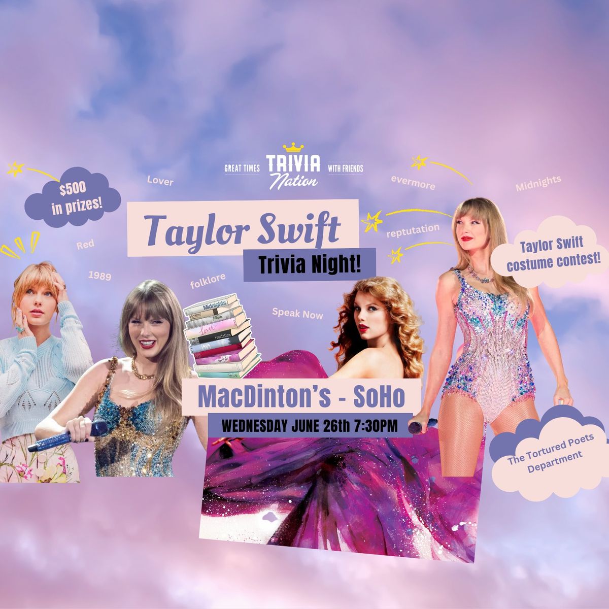 Taylor Swift Trivia Night at MacDinton's SoHo Tampa! $500 in Prizes & Costume Contest