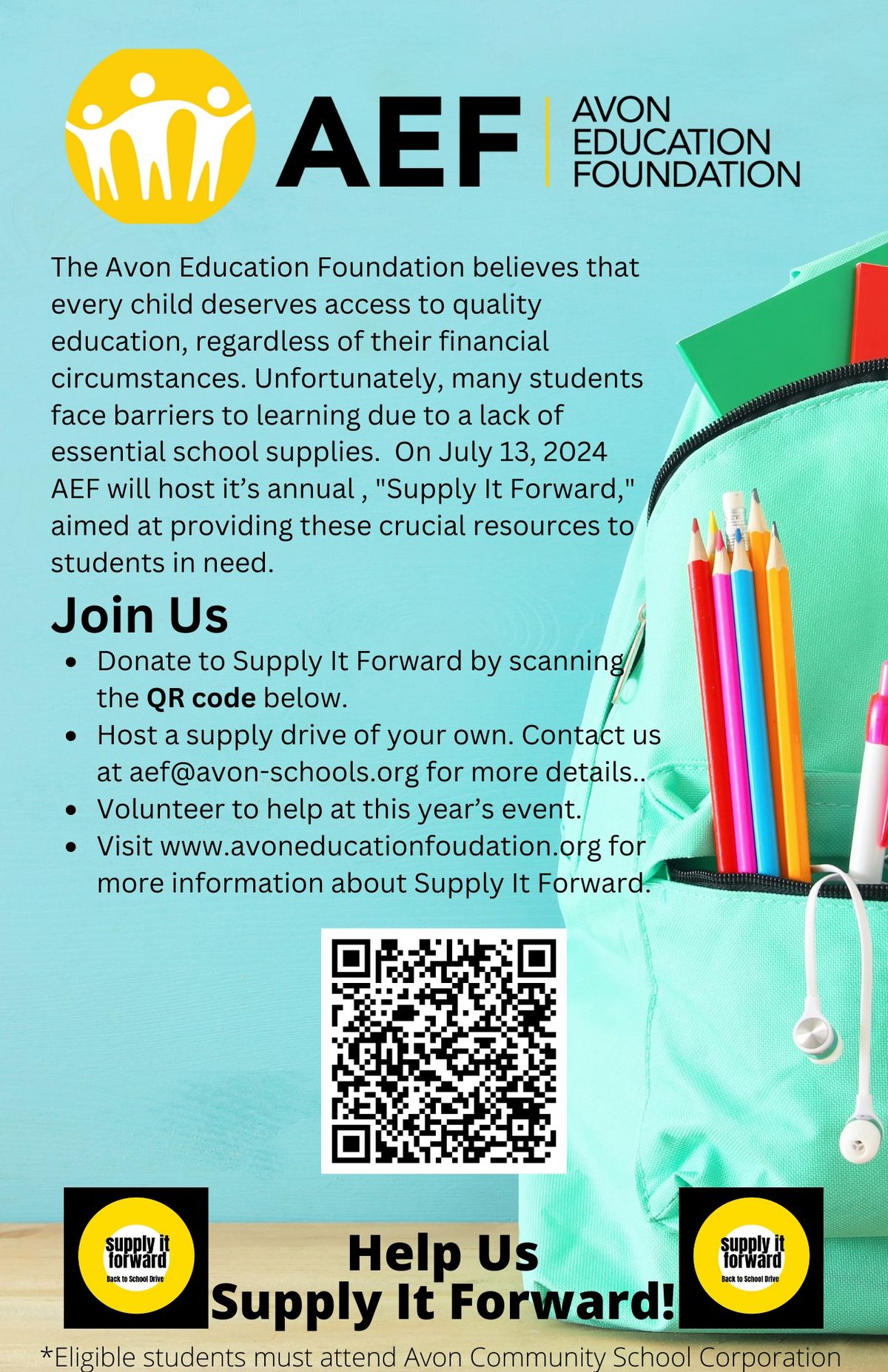 AEF Supply It Forward Fundraiser 