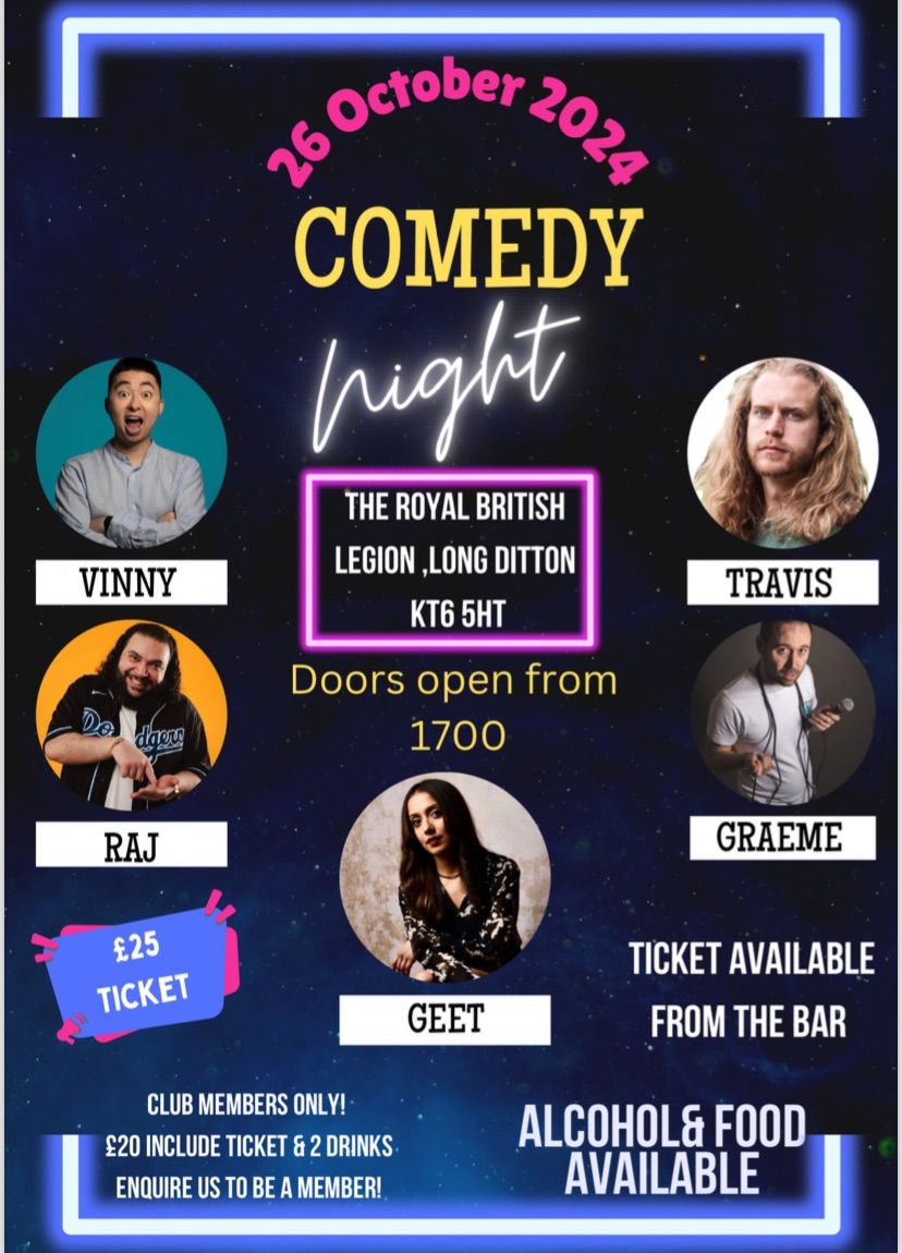 Comedy night at the Royal British Club,Long Ditton , KT6 5HT