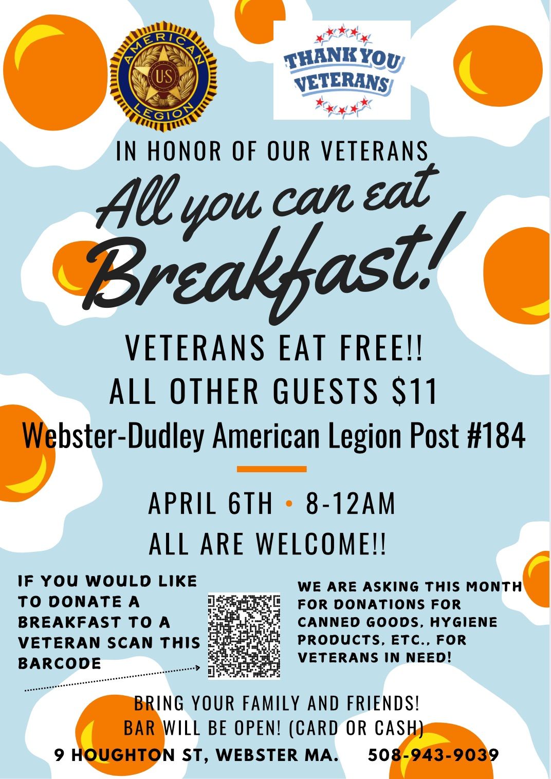 All you can eat Veterans Breakfast!