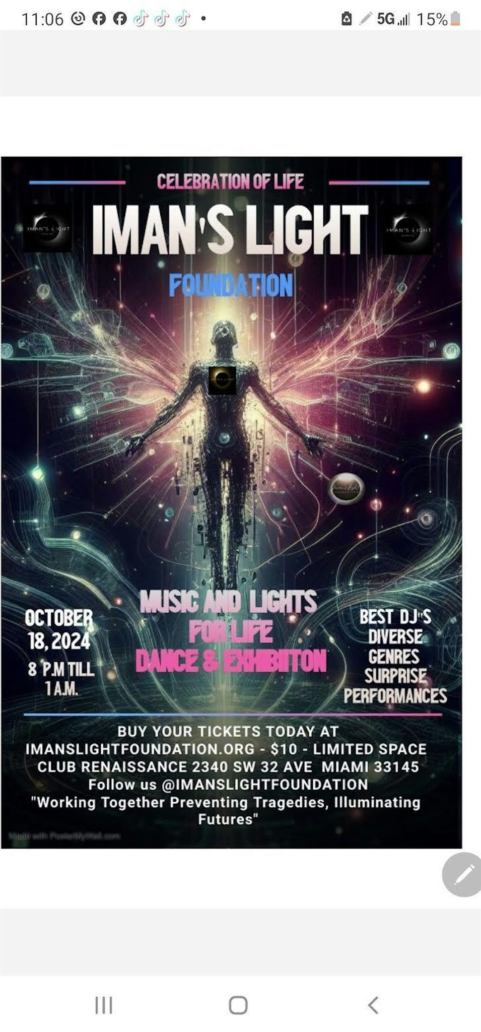 MUSIC AND LIGHTS FOR LIFE - DANCE AND EXIBITION  by Iman's Light Foundation