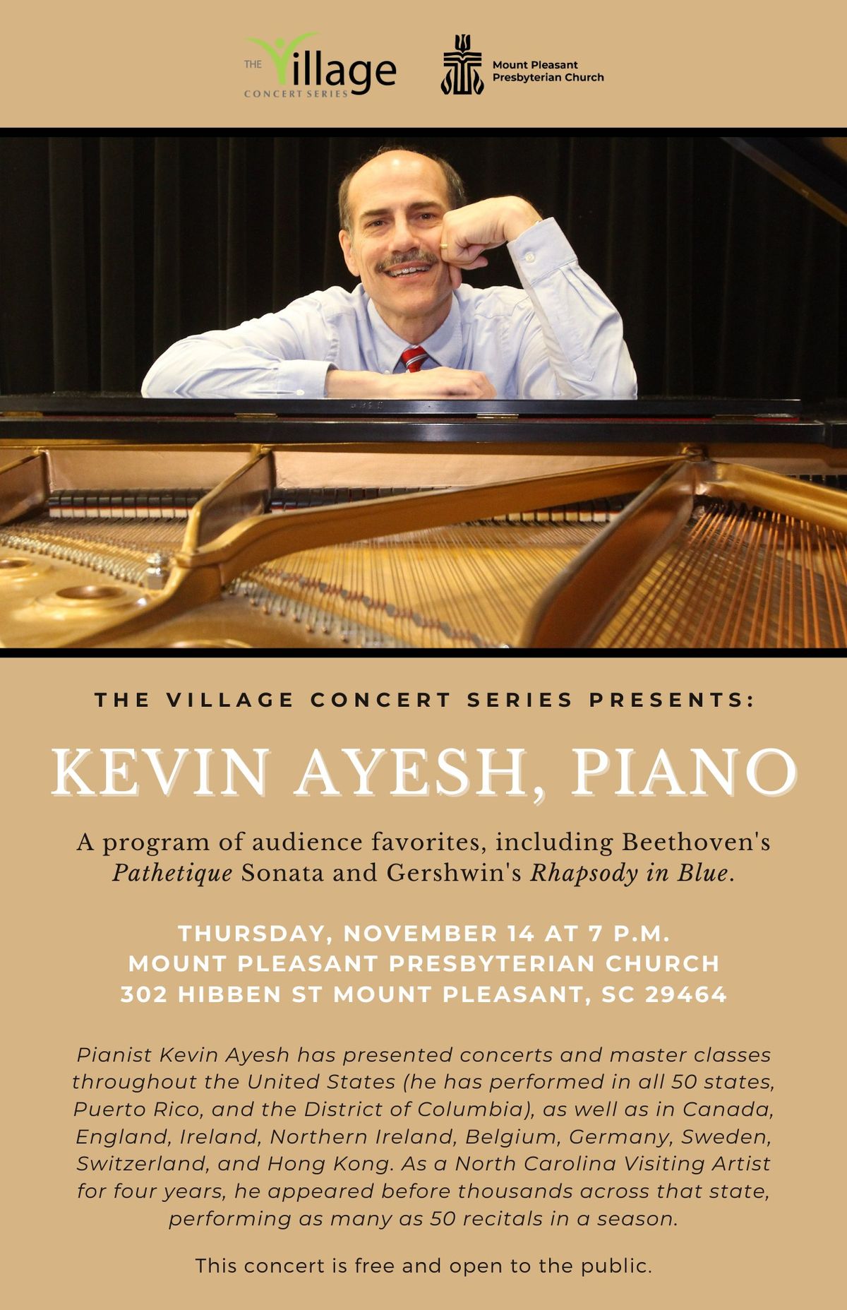 Village Concert Series: Kevin Ayesh, Piano