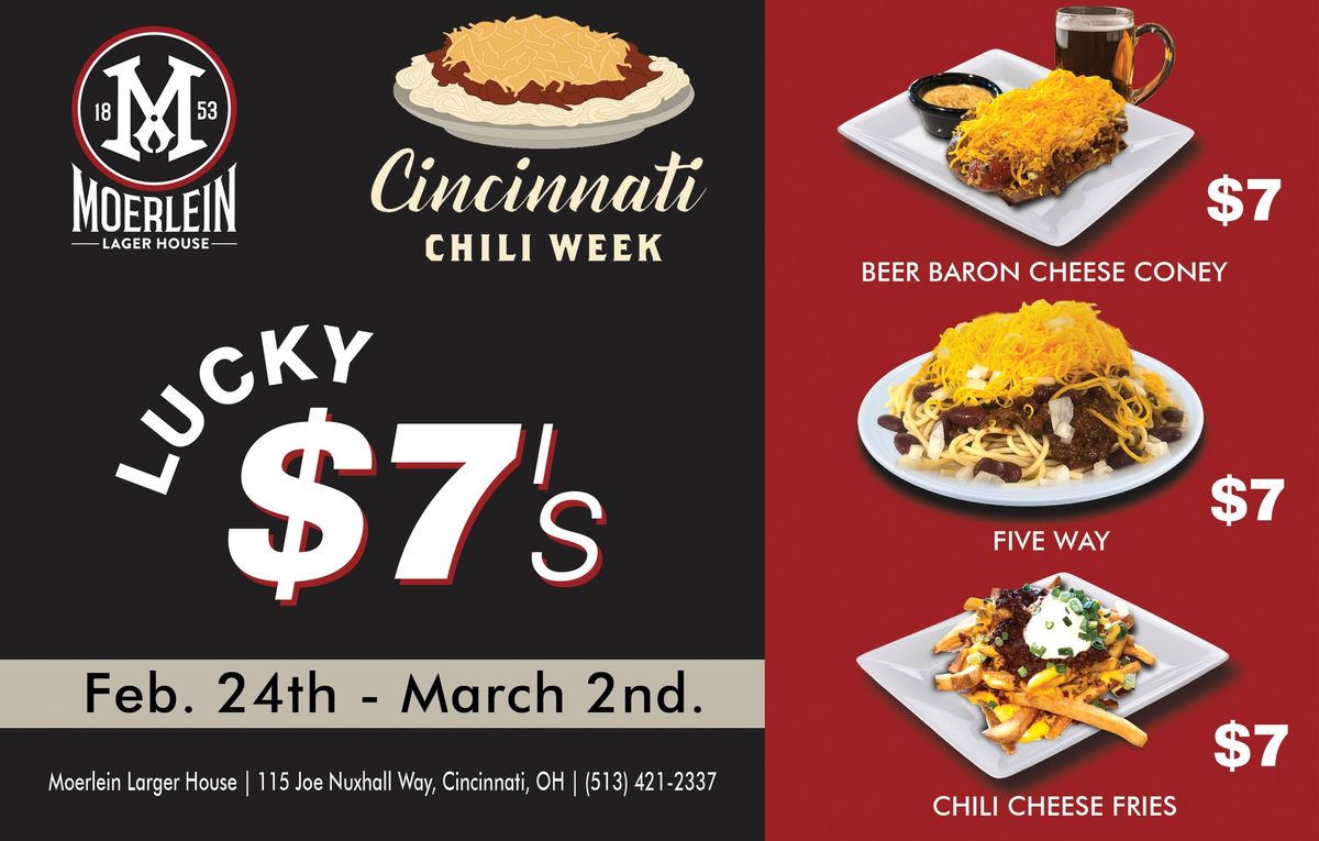 Cincinnati Chili Week Lucky $7: Five Way, Loaded Chili Cheese Fries, & 1\/4lb Beer Baron Coney at MLH