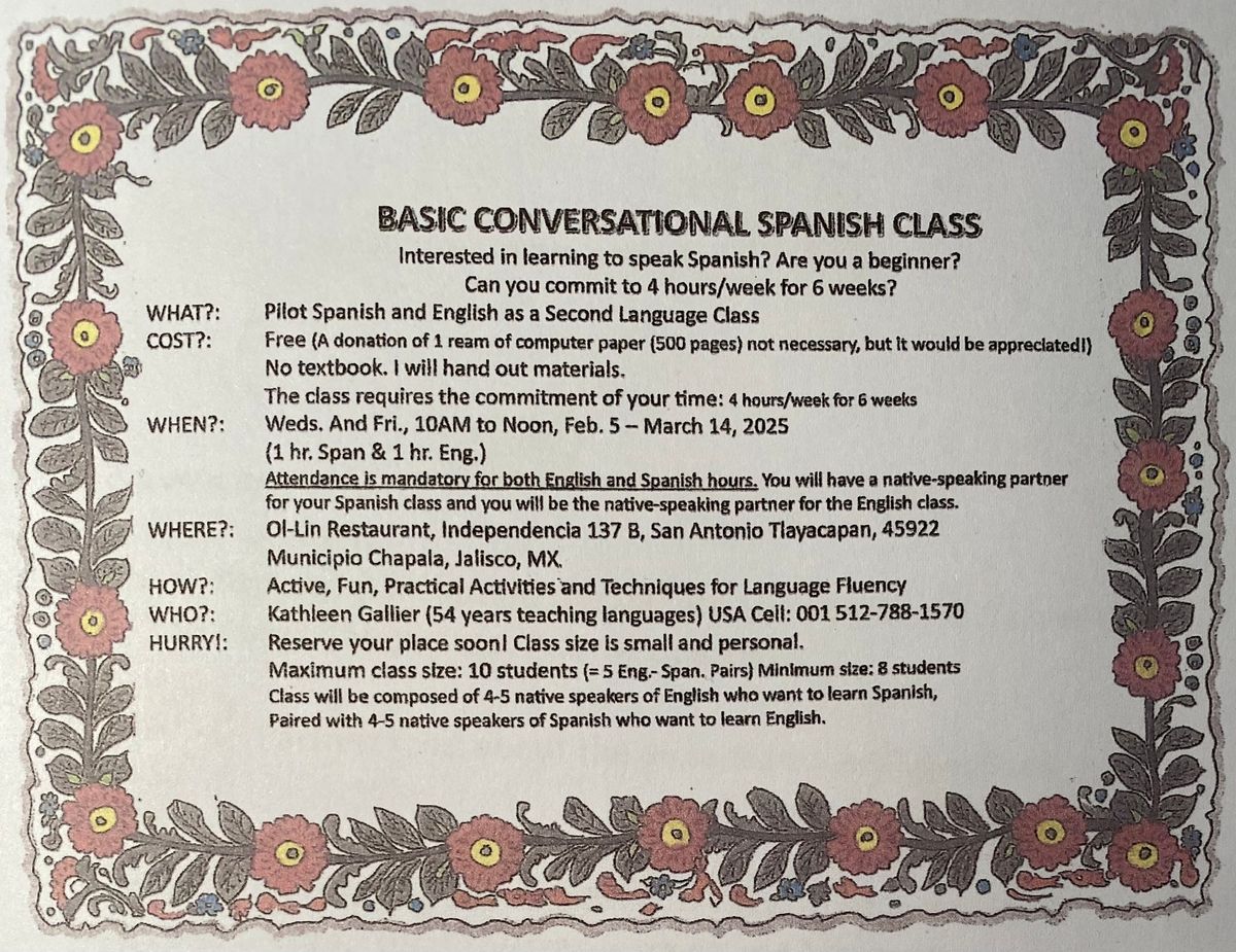 Basic Spanish and English Conversation Classes