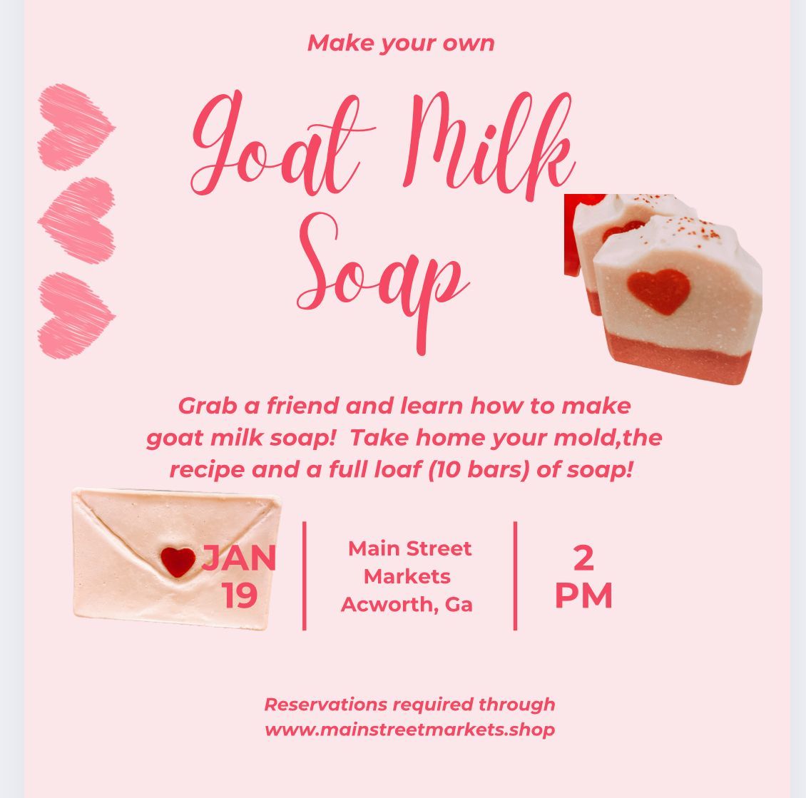 1\/19\/25 Goat Milk Soap Making Class (10 bars) - Acworth, GA