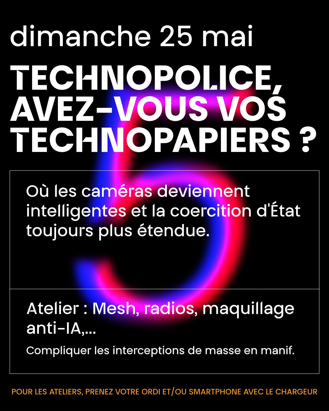 Cycle d'atelier Techno-Faschisme: Techno Police: Avez vous vos Technos papiers?