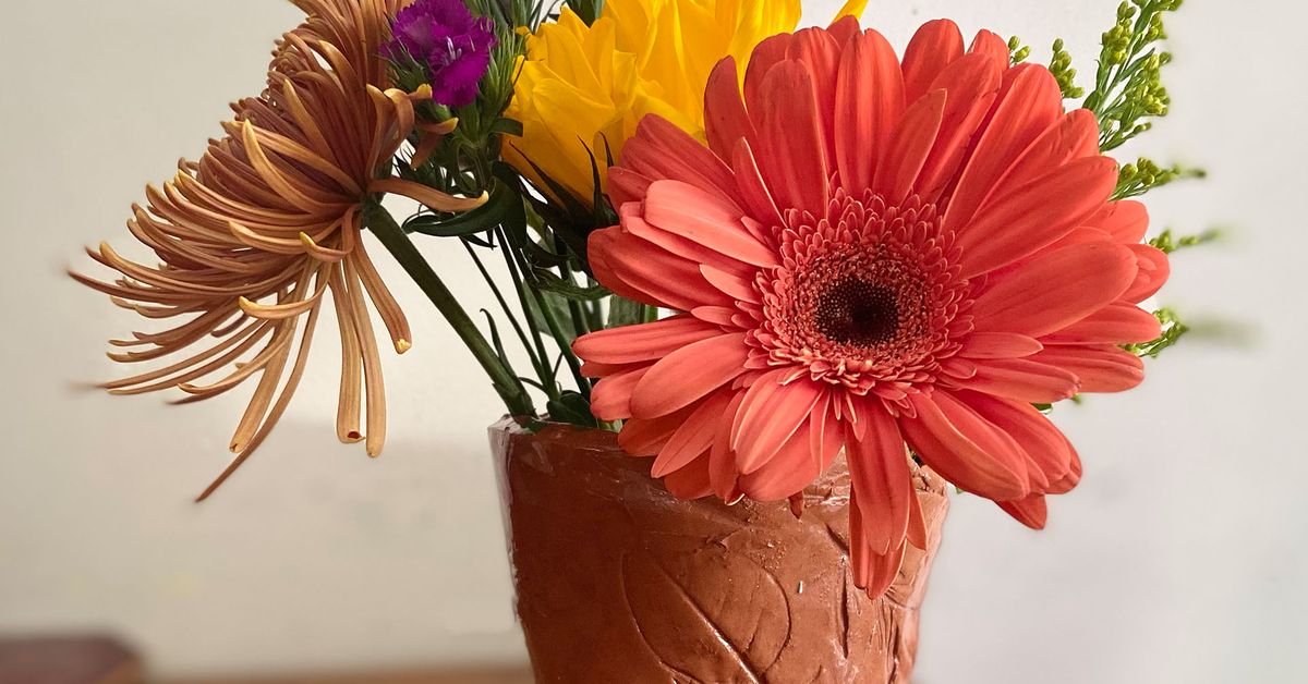 Pressed Flower Ceramic Vase