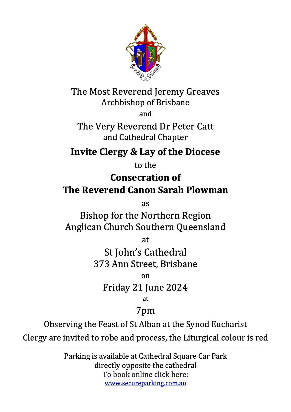 Consecration of The Reverend Canon Sarah Plowman as Bishop for the Northern Region