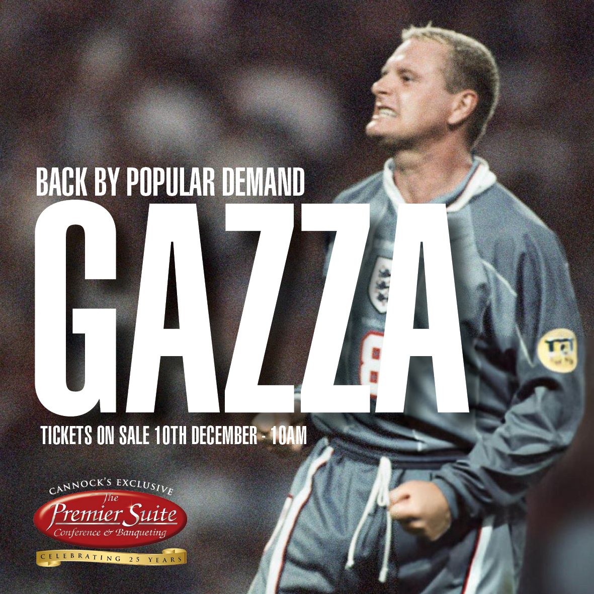 An Evening with the legendary Paul Gascoigne at The Premier Suite, Cannock