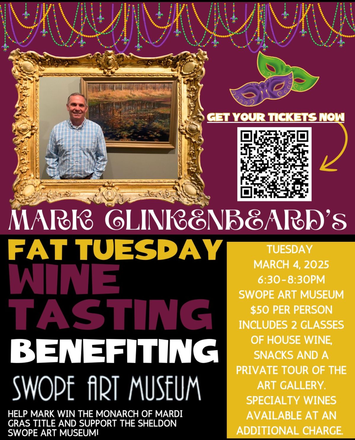 Fat Tuesday Art and Wine at the Swope, hosted by Mark Clinkenbeard