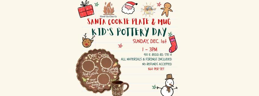 Kids Pottery Day! Santa Cookie Plate & Mug