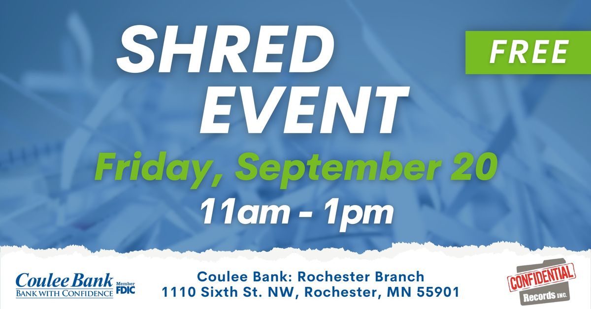 Coulee Bank- Rochester Shred Event