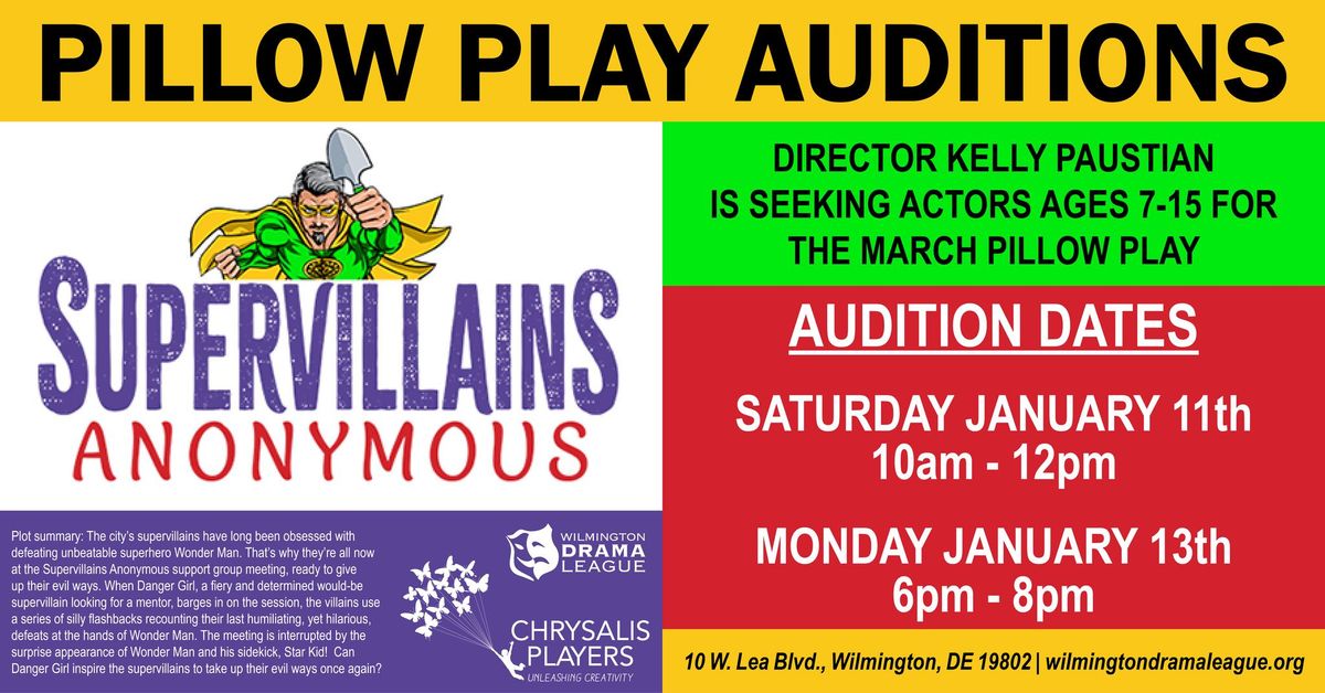 March Pillow Play Auditions at Wilmington Drama League