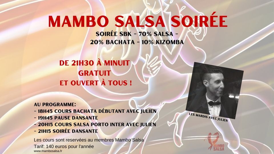 Cours et soir\u00e9e de Mambo Salsa les mardis au Bliss