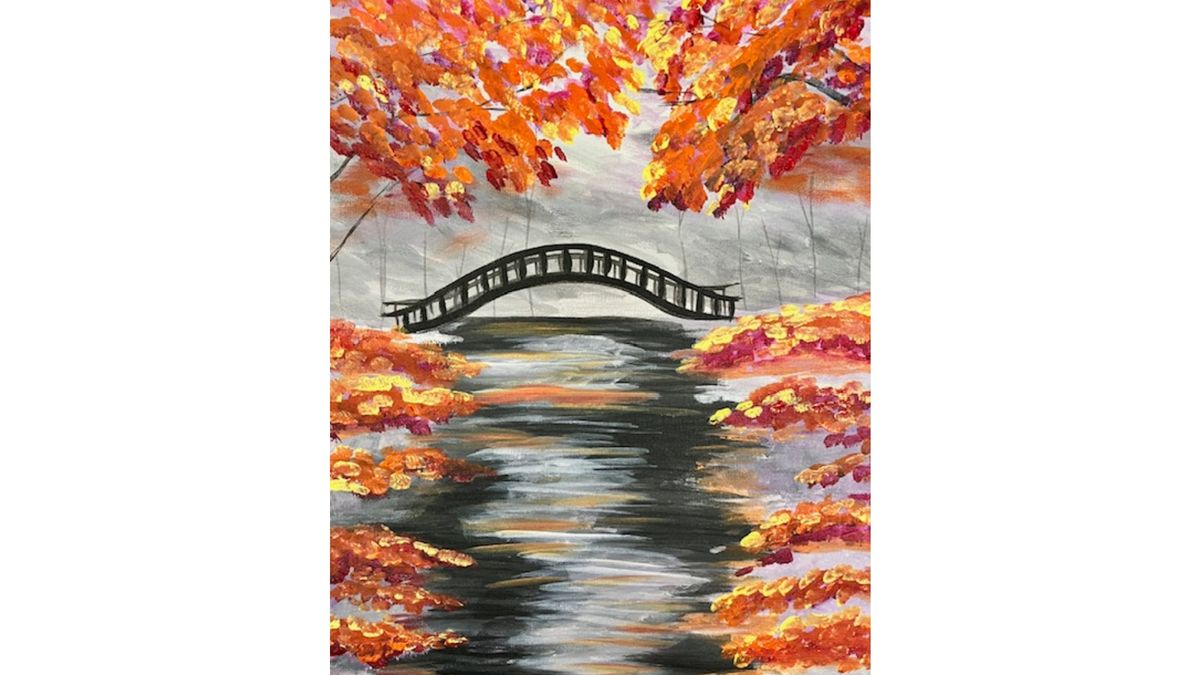 Autumn Bridge \u2013 1\/2 off Bottles of Wine  @ Wine and Canvas \u2013 Lansing