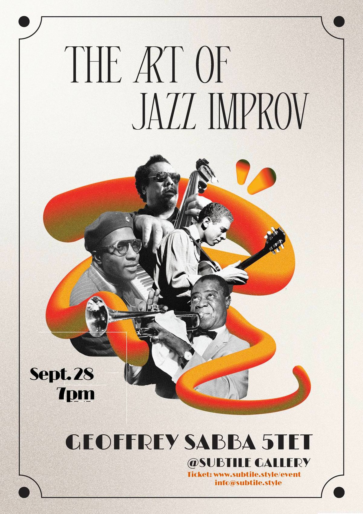 New Date! The Art of Jazz Improv and wine Evening with Geoffrey Sabba 5tet