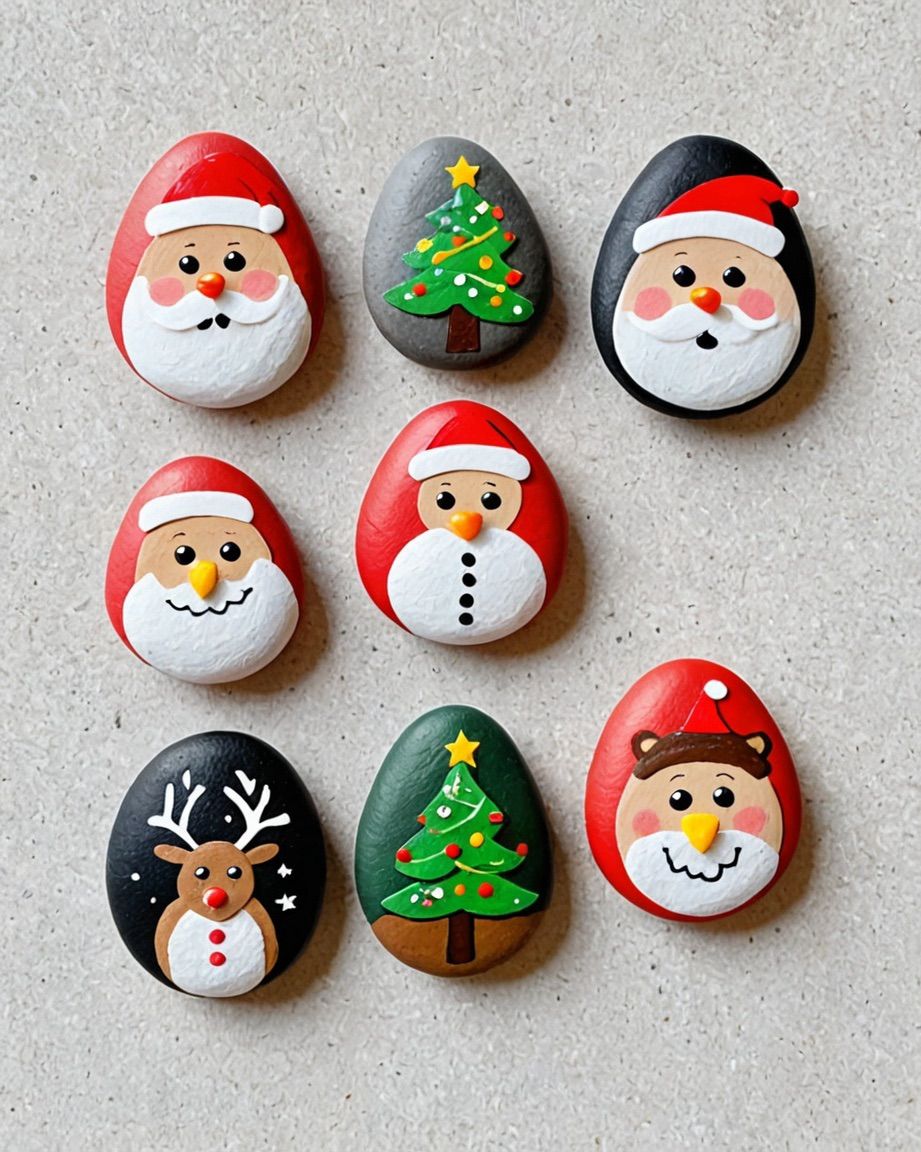 Christmas pebble painting